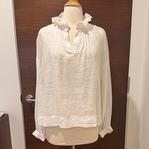 Elegant White Ruffle Collar Blouse